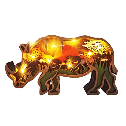 Amazon.co.jp: サイ 置物 木制 動物 可愛い 卓上置物 動物像 彫刻装飾